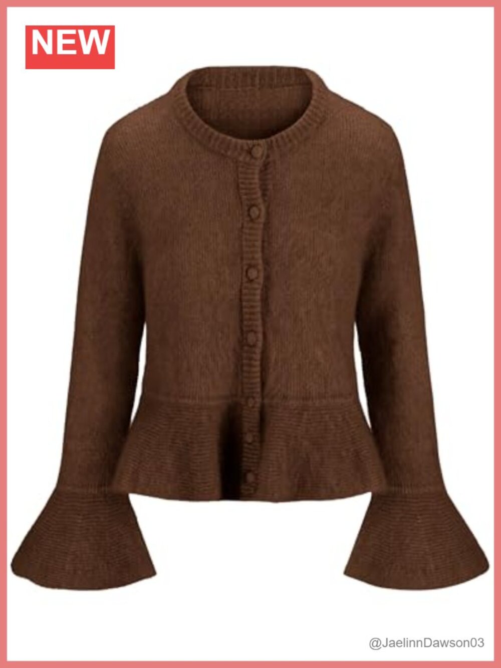 Women's Peplum Cardigan Sweater Lightweight Bell Sleeve Knit Coat